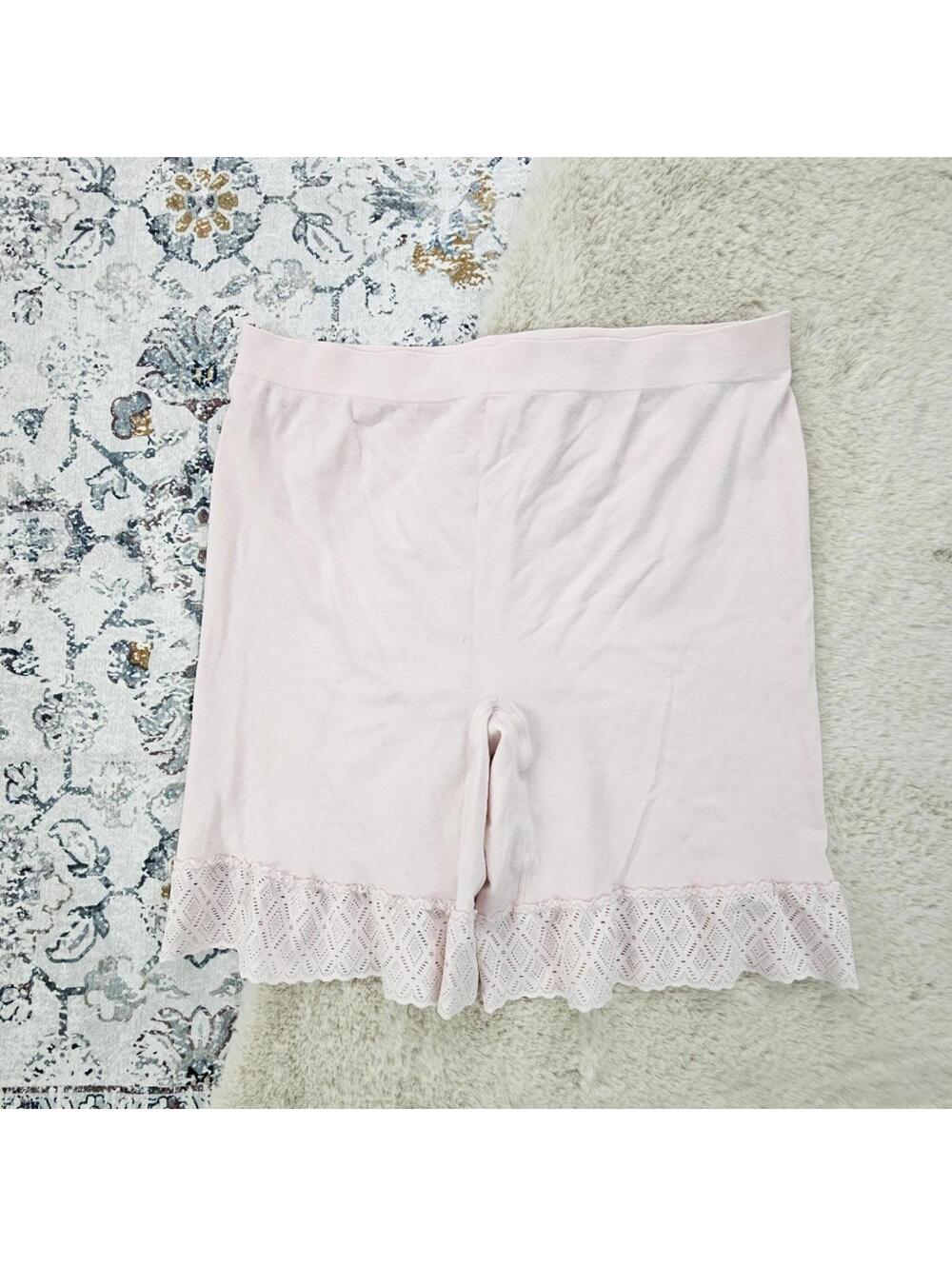 Breezies Pink Lace Bottom Shapewear Under Shorts Plus Size 1X